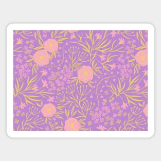 Tranquil Lilac Floral Pattern Magnet